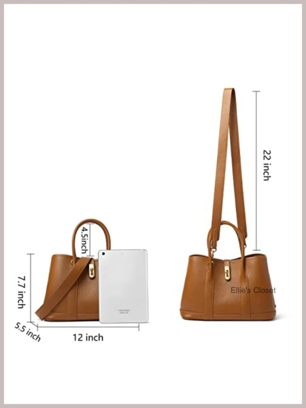 Full Grain Cowhide Leather Top Handle Satchel Bag Tote for Women with Twist Lock